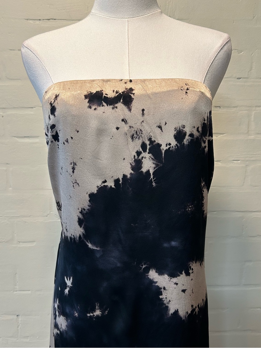 Young Fabulous & Broke Strapless Black Tan Tie Dye Maxi Dress Size L Boho Y2K - Picture 3 of 12